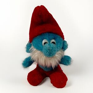 Smurfs Papa Smurf Plush 1983 Peyo Wallace Berrie Vintage Small 7 Inch Tall 80s